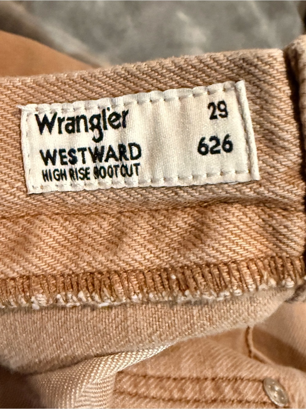 Wrangler Westward High Rise Bootcut Jeans Tan Khaki Earth Wash Size 29 NWOT - Picture 4 of 10